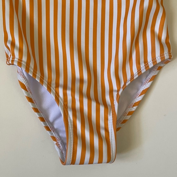 Habitual Girl's Rumba Glow Striped One-Piece Swimsuit, Orange - Size 2 - Picture 4 of 15